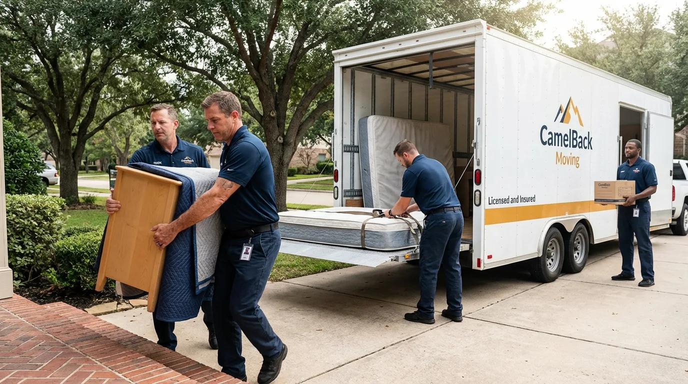 Crew loading residential truck for cross-state move from Jersey City, NJ
